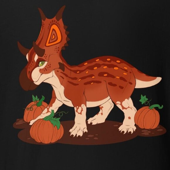 Dinosaur Diabloceratops Pumpkin T-Shirt – Spooky Halloween Graphic Tee Retro 91 - Picture 2 of 5